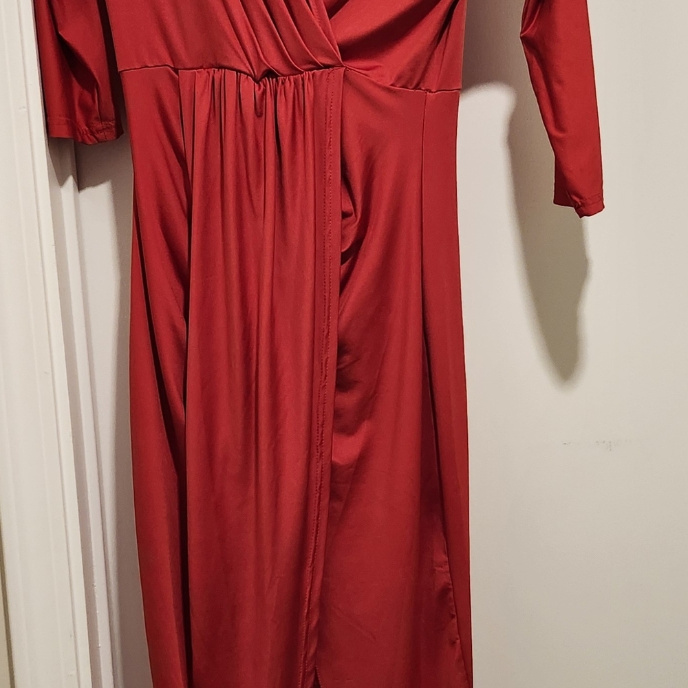 Red Wrap-Style Women's Dress